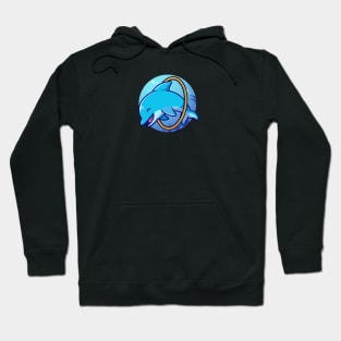 Cute Dolphin Attractions In The Sea Cartoon Hoodie